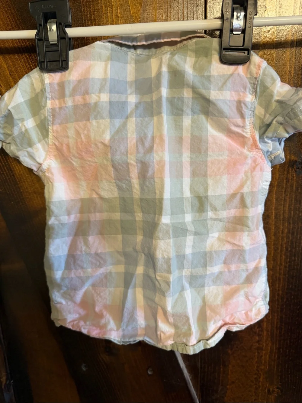 Carter's Short-Sleeve Plaid Button-Down Shirt - Pastel Pink, Blue & Mint